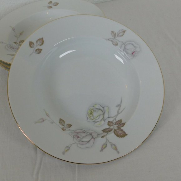 Johann Haviland Sweetheart Rose Rimmed Soup Bowls Bavaria Germany Set of 4 - Picture 7 of 11